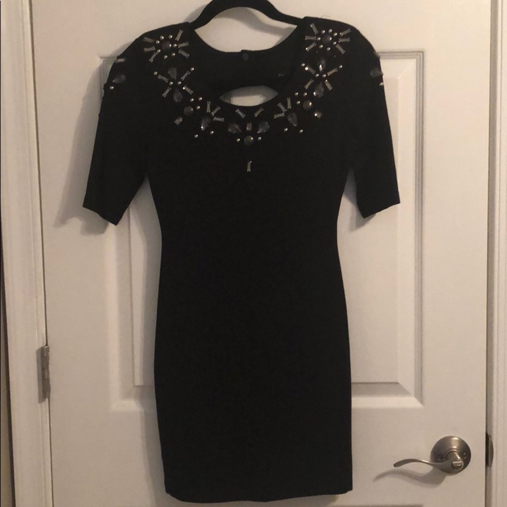 Black open back dress